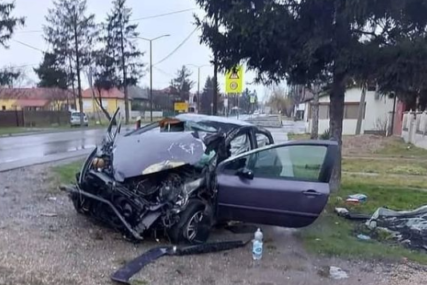 Pijan vozač sletio sa puta, auto uništeno