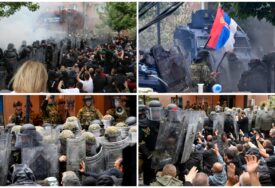 NAPETO U ZVEČANU Okupljeni Srbi čekaju da se povuku specijalci iz zgrade opštine (FOTO, VIDEO)