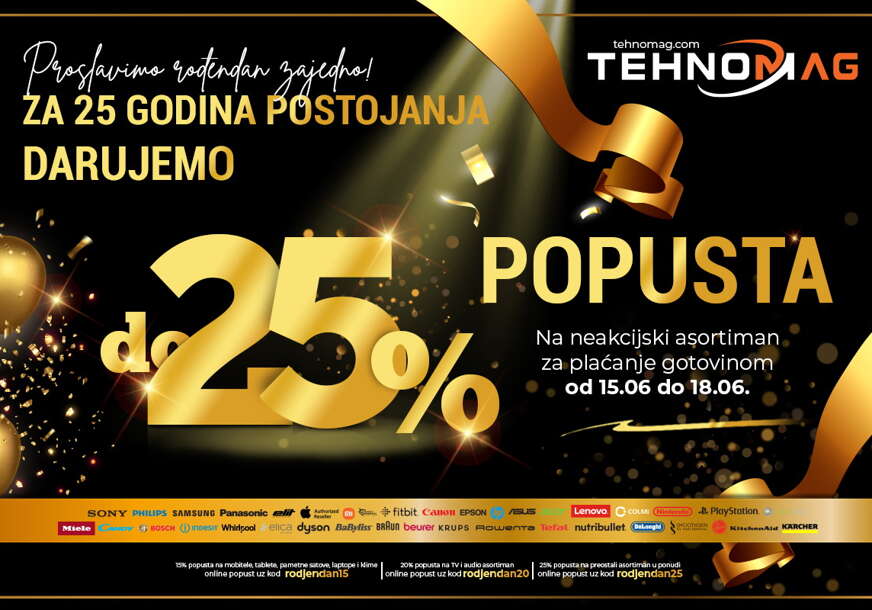 Proslavite 25. rođendan TehnoMaga uz nevjerovatne ponude do 25% popusta na tehniku koju volite!