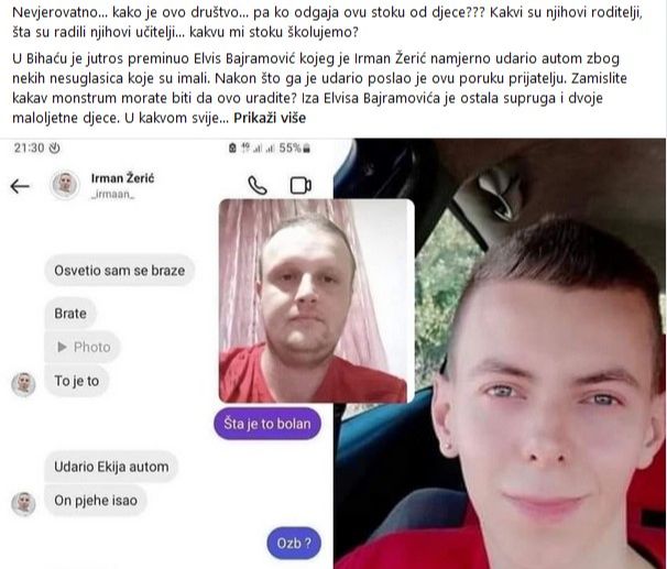 Udario muškarca automobilom, a onda se pohvalio na društvenim mrežama: Irmanu Žeriću iz Bihaća izrečena kazna od 14 godina zatvora