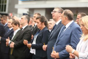 Vučić, Dodik i Cvijanovićeva na obilježavanju godišnjice Oluje u Prijedoru