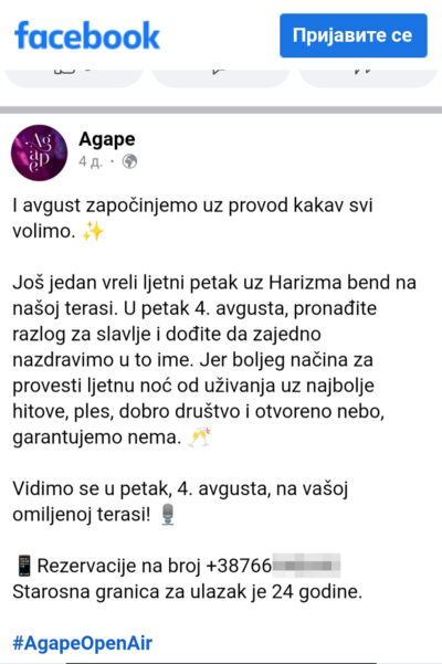 FOTO: AGAPE/FACEBOOK/SCREENSHOT