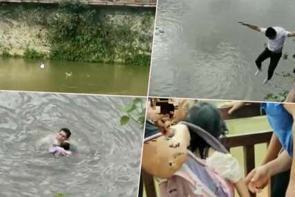 On je heroj bez plašta: Djevojčicu (7) s rancem na leđima nosila nabujala rijeka, pogledajte kako je muškarac skočio i spasao dijete (VIDEO)
