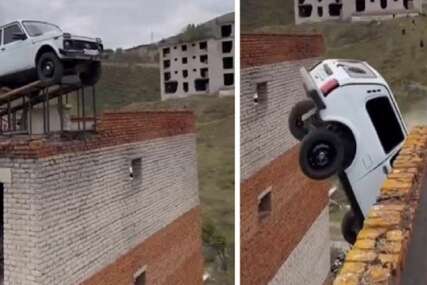Pokušaj preskakanja na zgradu automobilom