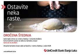 Posebna ponuda UniCredit oročene štednje u evrima: Dodatnih 0,8 procentnih poena na redovnu kamatnu stopu