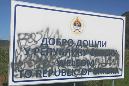 VANDALIZAM Natpis "Dobrodošli u Republiku Srpsku" prebojen crnom bojom