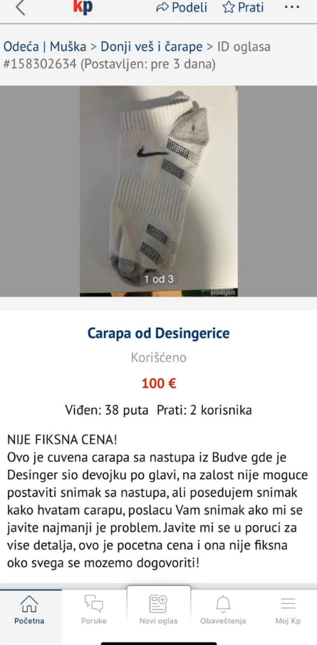 Prodaje se Desingericina čarapa