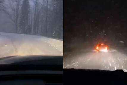 Kamioni zaglavljeni u smetovima: Snijeg napravio saobraćajni kolaps preko Romanije