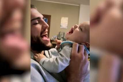 (VIDEO) Snimak tate i sina nikog ne ostavlja ravnodušnim: Veljko Ražnatović grli i ljubi Krstana, mališan ne prestaje da se smije