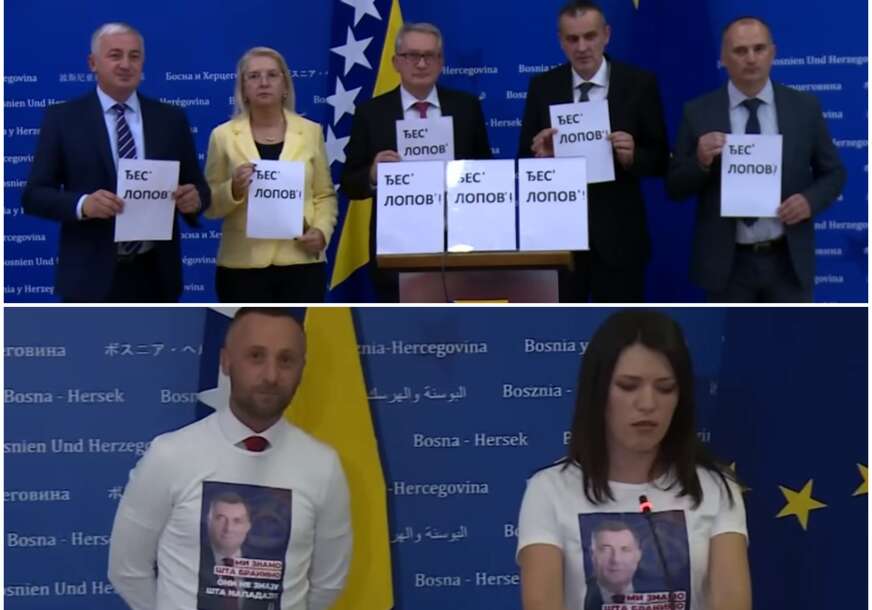 kombo natpisi na majicama posvećeni Dodiku