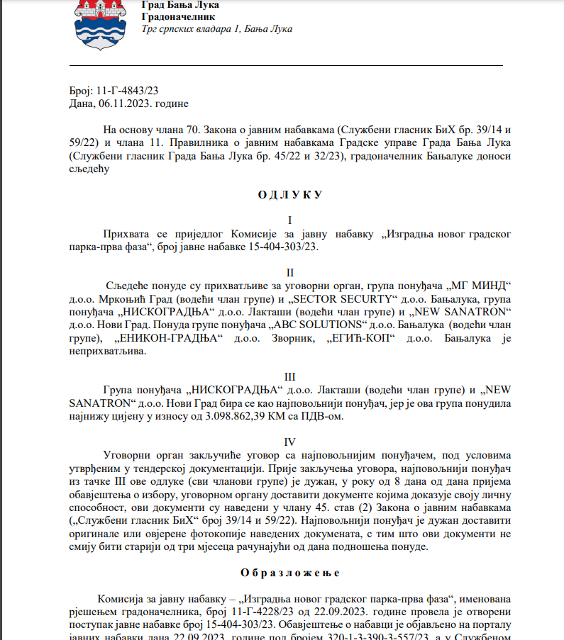 FOTO: PRINTSCREEN/GRAD BANJALUKA