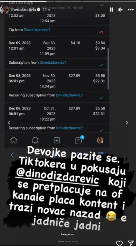 Anđela Vještica, Dino Dizdarević, objava