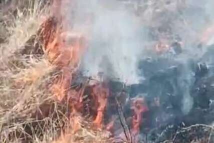 (VIDEO) Požar u rejonu Čemerno: Gori trava i nisko rastinje, vatrogasci na terenu
