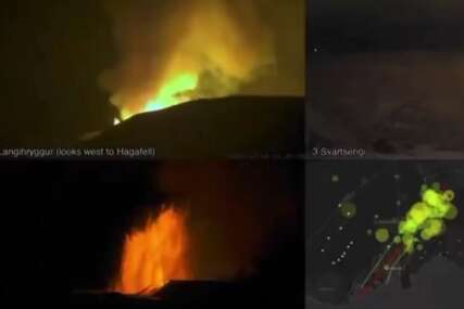 (VIDEO) Prvi snimci erupcije vulkana na Islandu: Lava šiklja kao iz kabla, nebo crveno, dim i pepeo kuljaju na sve strane