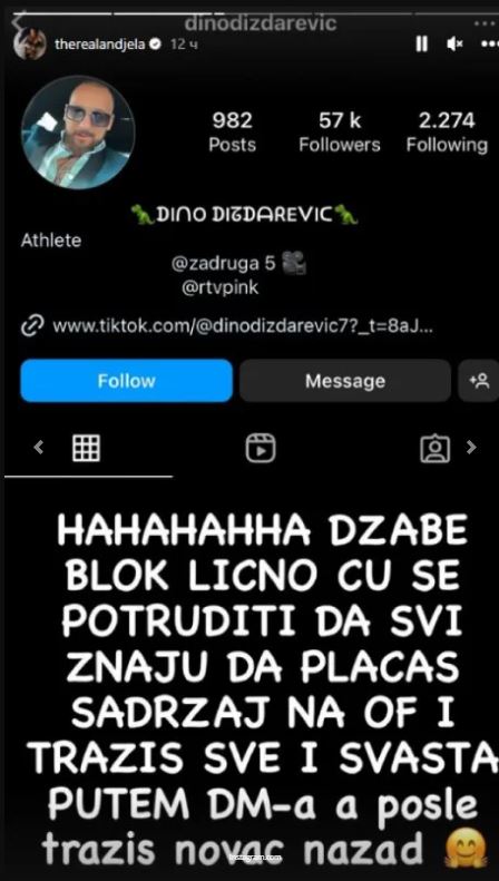 Anđela Vještica, Dino Dizdarević, objava