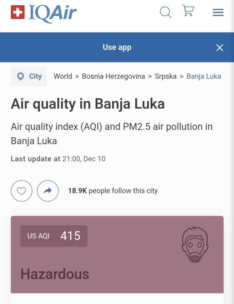 Kvalitet vazduha u Banjaluci