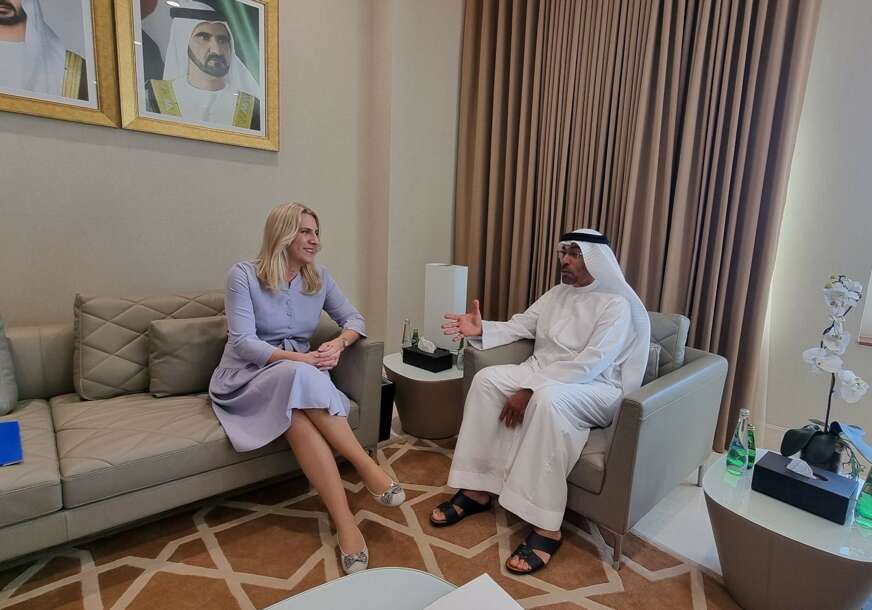 (FOTO) Cvijanovićeva u Abu Dabiju: Sa ministrom Ahmedom el Sajegom o saradnji sa Ujedinjenim Arapskim Emiratima