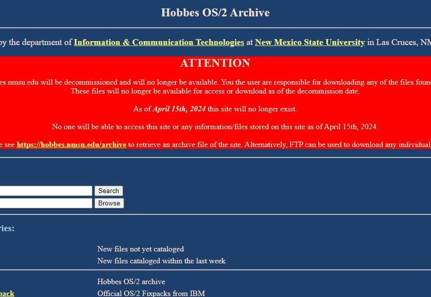 Internet softverska arhiva Hobbes