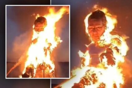 spaljivanje lutke sa likom Aleksandra Vučića u Hrvatskoj na karnevalu