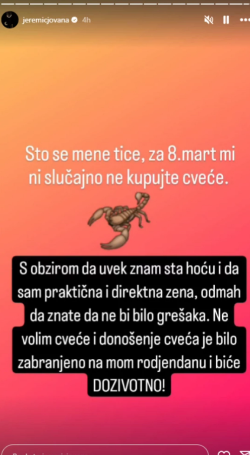 FOTO: JEREMICJOVANA/INSTAGRAM/SCREENSHOT