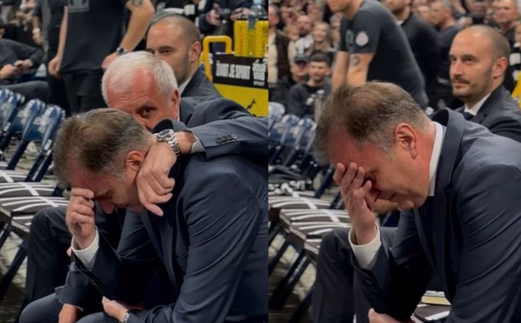 (VIDEO) EMOTIVNO U ARENI Obradovićev kum u suzama nakon gromoglasnog skandiranja trofejnom stručnjaku
