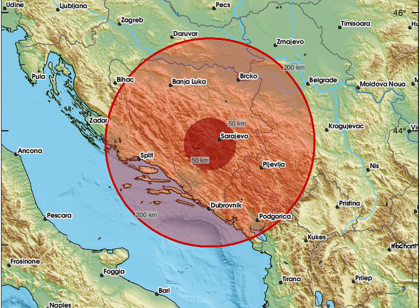Epicentar u okolini Stoca: Intenzitet jutrošnjeg potresa 3 stepena po Rihteru