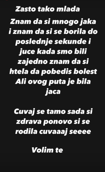 objava Lazara Jeremića nakon smrti majke