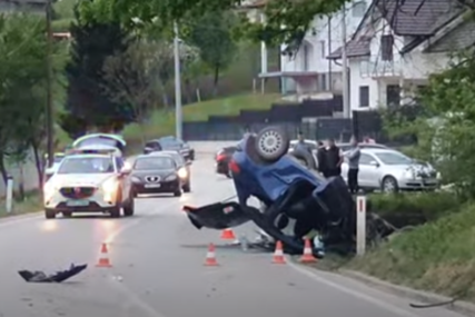 (VIDEO) Uhapšen NESAVJESNI VOZAČ: Teška saobraćajna nesreća, automobil ZAVRŠIO NA KROVU