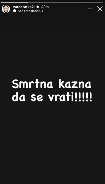 FOTO: VARDARATKO21 /INSTAGRAM/SCREENSHOT