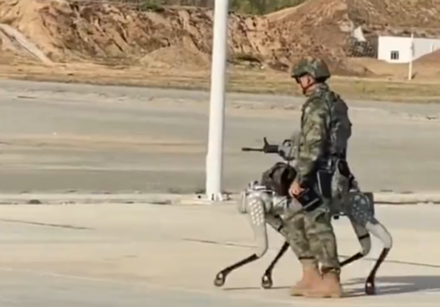 Pas robot s puškom u kineskoj vojsci