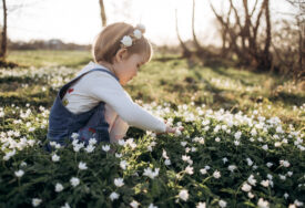 djevojčica bere cvijeće