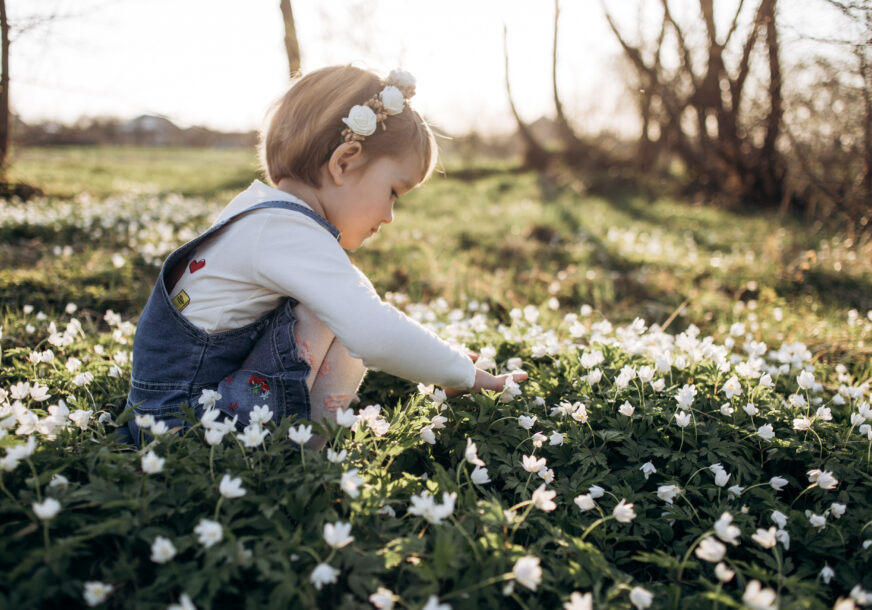 djevojčica bere cvijeće