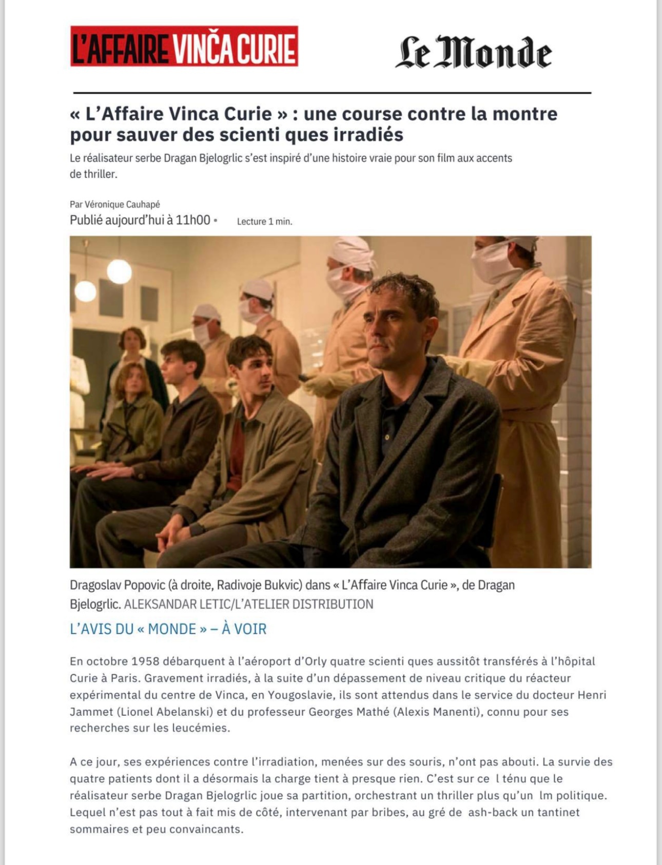 tekst u francuskoj o filmu čuvari formile