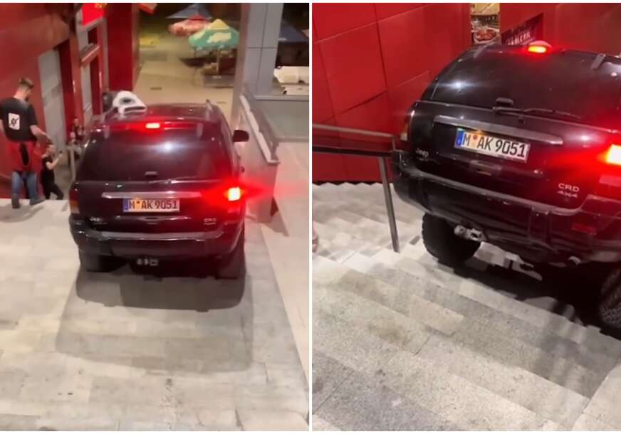 (VIDEO) "Tipične seljačine, bauštelci i paštetari" Džipom njemačkih tablica spustio se niz stepenice u centru Banjaluke, MUŠKARCI EUFORIČNO NAVIJALI