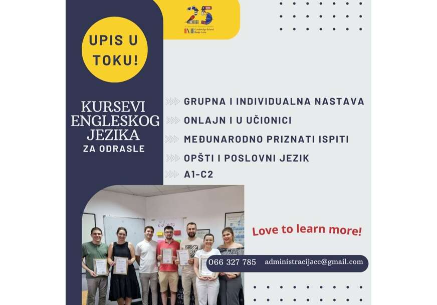 Kursevi engleskog jezika za odrasle u Cambridge školi Banjaluka