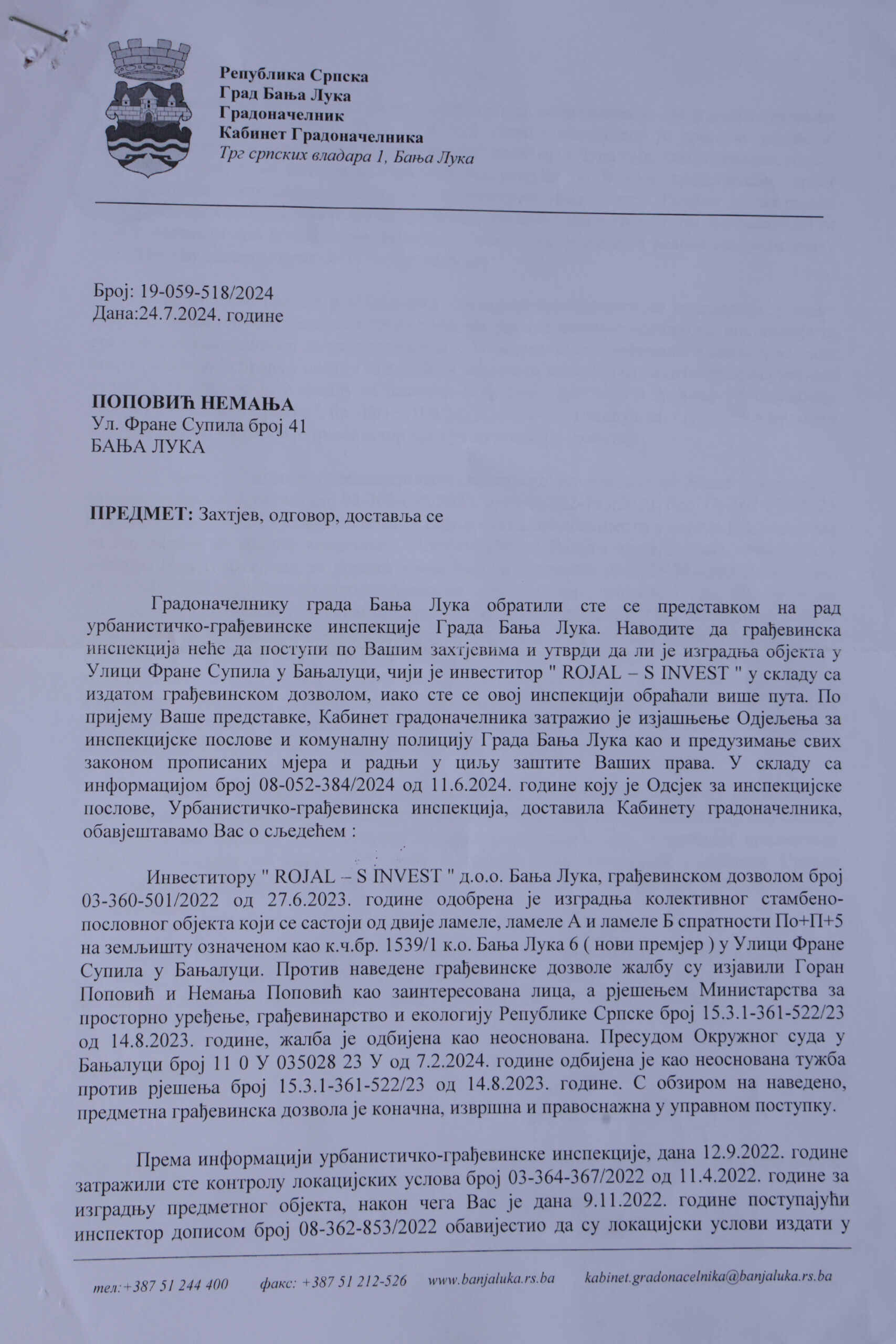 DOKUMENTI OKO SPORA U ULICI FRANE SUPILA 