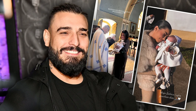 (FOTO) Darko Lazić KRSTIO kćerku Srnu: Mala djevojčica imala bijelu haljinicu, a kuma je bila poznata PJEVAČICA