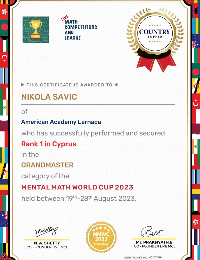 certifikat Nikole Savića