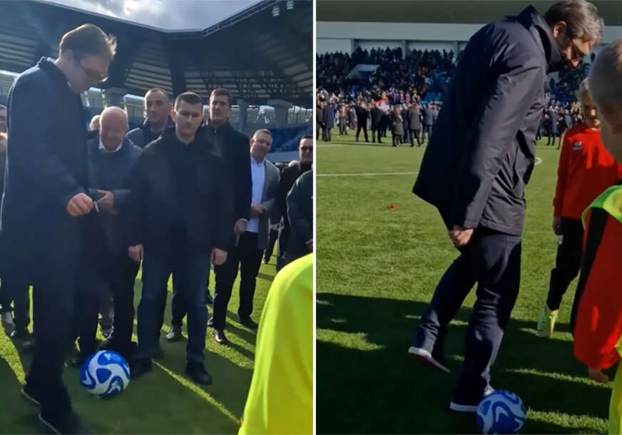 Aleksandar Vučić sa fudbalskom loptom