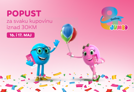 JUMBO slavi 8 godina osmijeha i vesele kupovine: Pridruži nam se 16. i 17. maja!