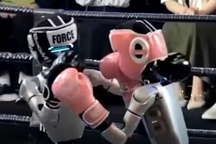 (VIDEO) MAŠINE SE TUKU, LJUDI NAVIJAJU Organizovano takmičenje u boksu humanoidnih robota, dramatično u ringu