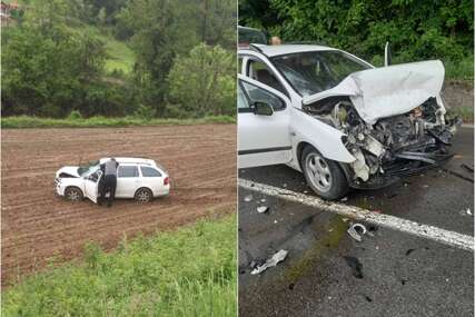 Auto završilo na njivi: U saobraćajnoj nesreći povrijeđene 3 osobe, SAOBRAĆAJ OBUSTAVLJEN
