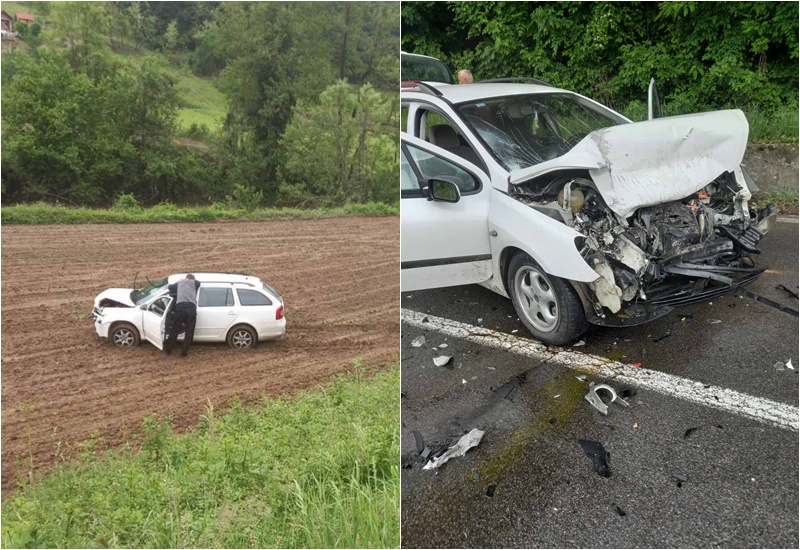 Auto završilo na njivi: U saobraćajnoj nesreći povrijeđene 3 osobe, SAOBRAĆAJ OBUSTAVLJEN