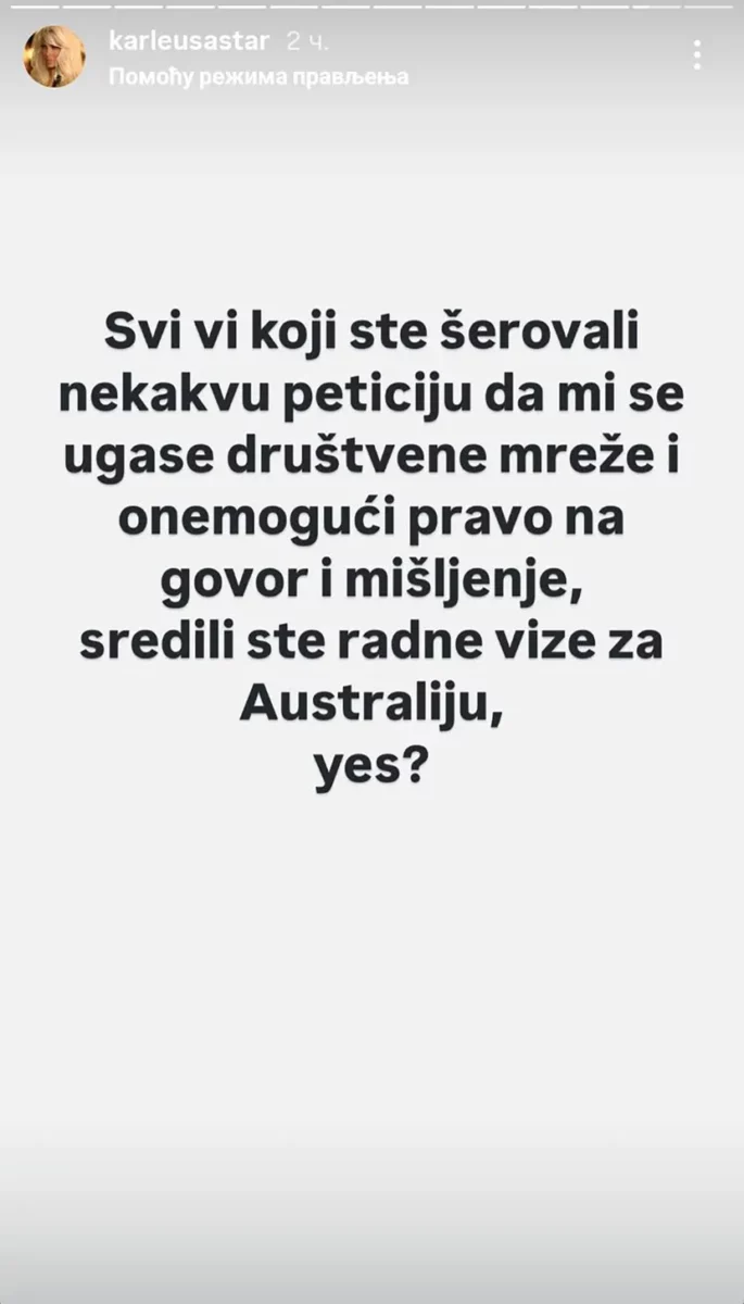 Objava Jelene Karleuše