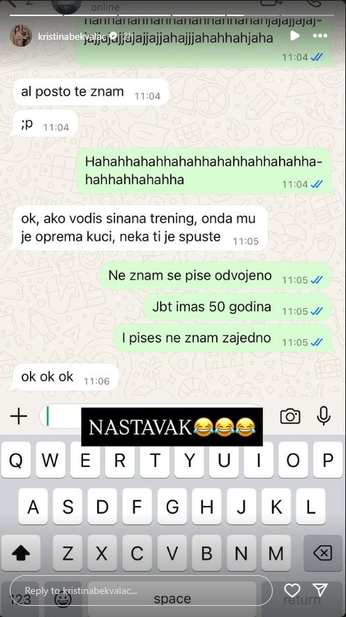 FOTO: KRISTINABEKVALAC/INSTAGRAM/SCREENSHOT