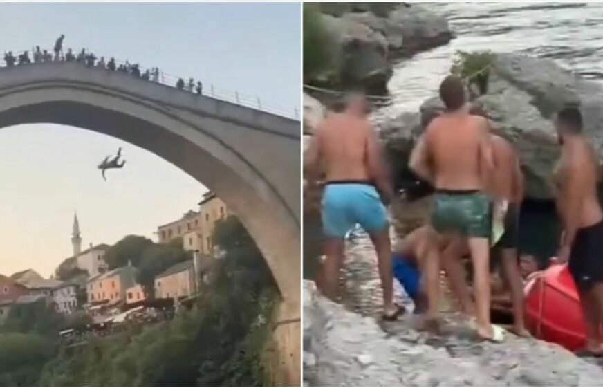 Snimak skoka sa Starog Mosta u Mostaru