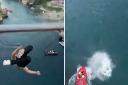 (VIDEO) Mnogima je knedla zastala u grlu: Isplivao snimak skoka turiste sa Starog mosta u Mostaru iz drugog ugla koji ga je mogao KOŠTATI ŽIVOTA