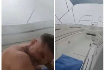 (VIDEO) "NE VIDIM NIŠTA" Muškarac se zatekao na malom brodu usred oluje, snimak ledi krv u žilama