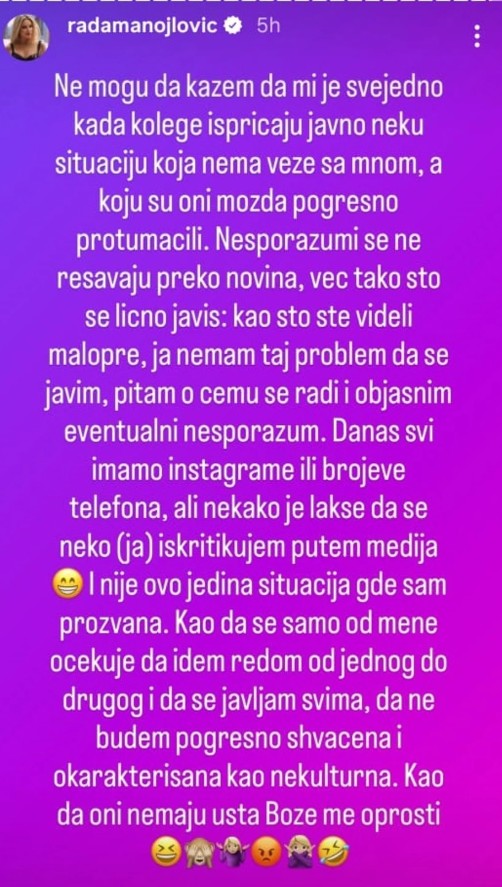 FOTO: RADAMANOJLOVIĆ/INSTAGRAM/SCREENSHOT