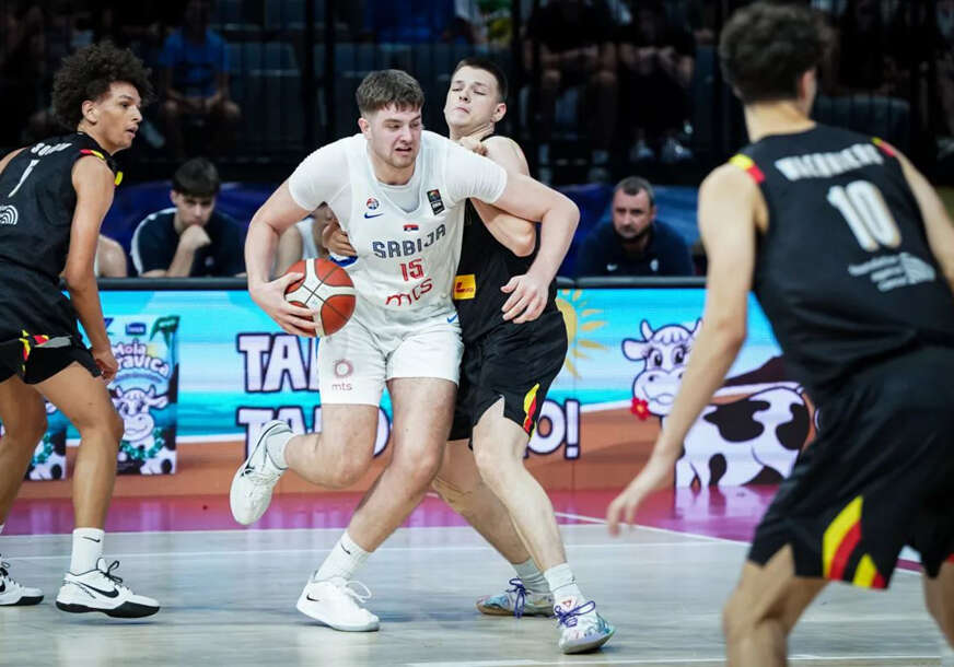 detalj sa košarkaškog meča U18 selekcija Srbije i Belgije
